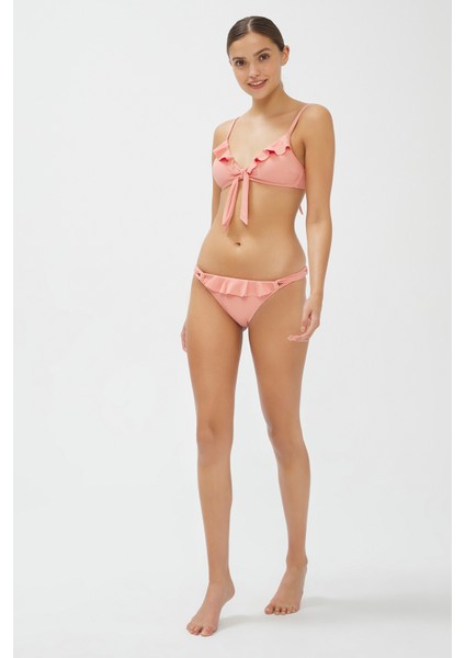 Tatlı Badem Rosy Triangel Fırfırlı Bikini Üstü indirimleri