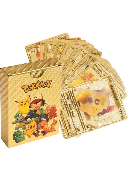 Pokemon Vmax Gold Card Tcg Gold Starter Box Pack 55 Adet Kabartmalı Koleksiyon Pokemon Kartları