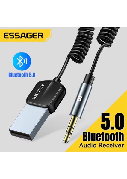 EB01 Bluetooth Aux Mikrofonlu Hi-Fi Ses 3.5mm 5.0 Verici CE/FC/ROHS Lisanslı Yeni Nesil Son Teknoloji Bluetooth Aux Araç Kiti Navigasyon Destekli