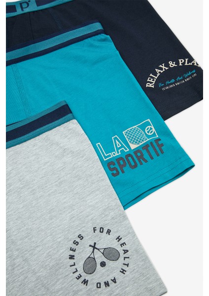Slogan 3lü Çok Renkli Boxer