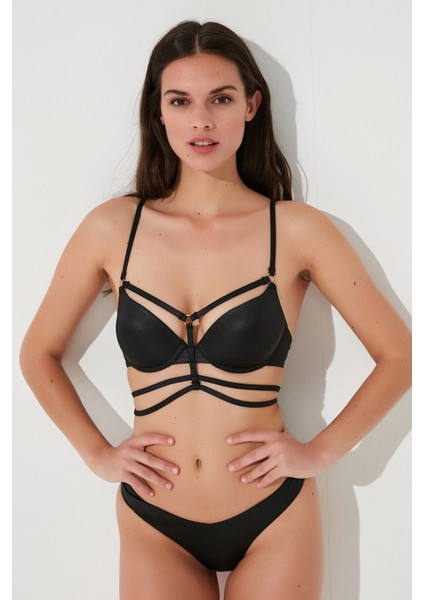 Siyah Unique Half Band Bikini Üstü