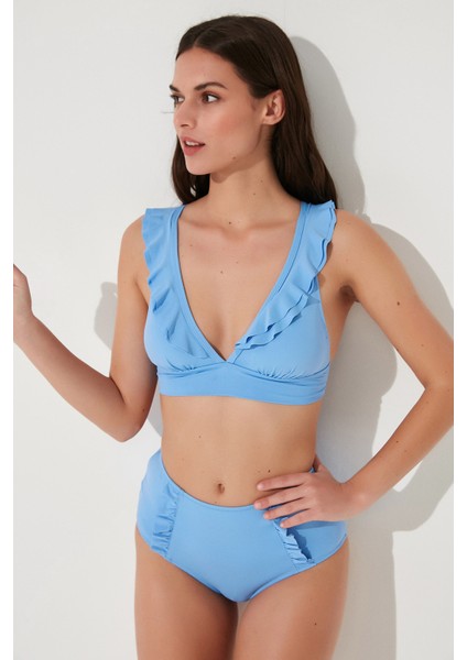 Blue Windy Deep Frill Bikini Üstü fiyatları