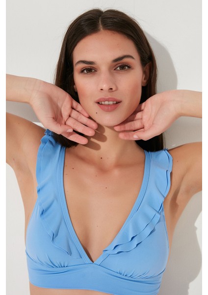 Blue Windy Deep Frill Bikini Üstü modelleri