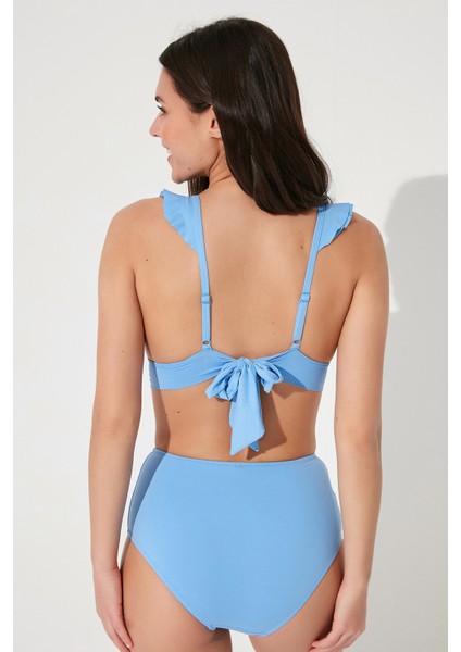Blue Windy Deep Frill Bikini Üstü fırsatları