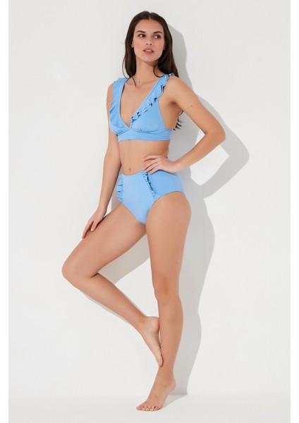 Blue Windy Deep Frill Bikini Üstü indirimleri