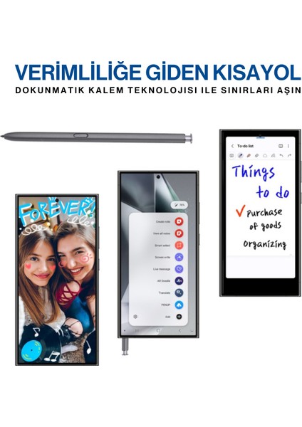 Samsung Galaxy S24 Ultra Uyumlu S Pen Dokunmatik Stylus Kalem ve Yedek Uç