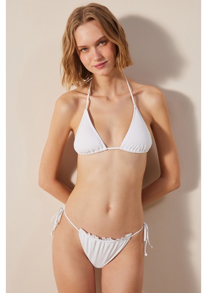 Basic Super Frill Beyaz Bikini Altı