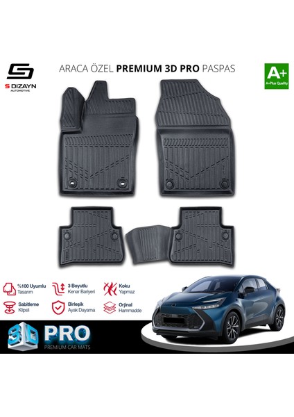 Toyota C-Hr 3D Pro Havuzlu Paspas 2023 Üzeri A+ Kalite