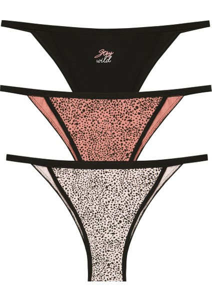 Çok Renkli Stay Wild 3lü Brazilian Külot