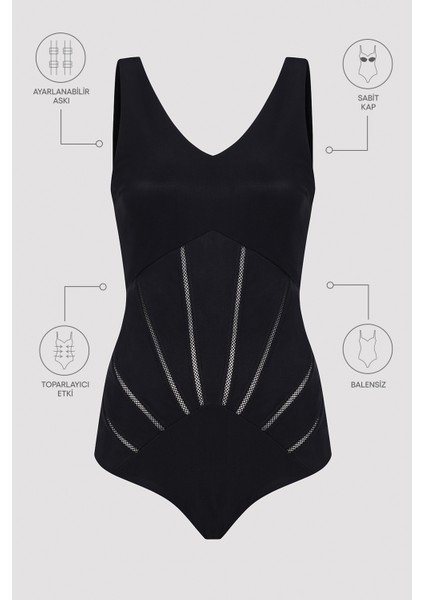 Basic Shapewear Korseli Siyah Mayo indirimleri