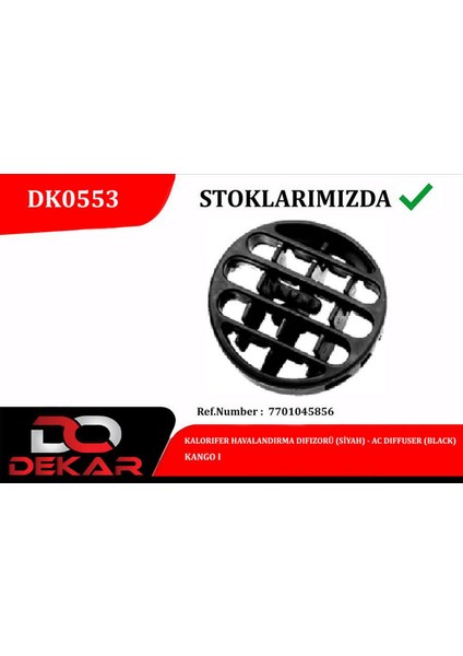 Kalorifer Havalandirma Difizor Siyah Kango I 12