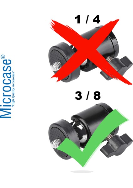 360 Derece Ayarlanabilir Metal 3/8 Tripod Monopod Işık Standı Başlığı AL4622