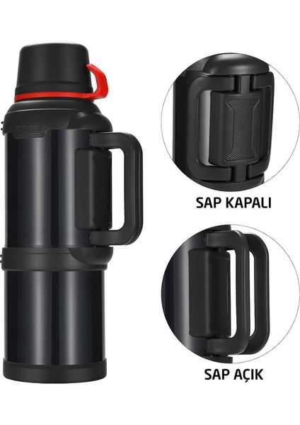 6271 Travel Pot Çelik Termos 4 Litre - Siyah