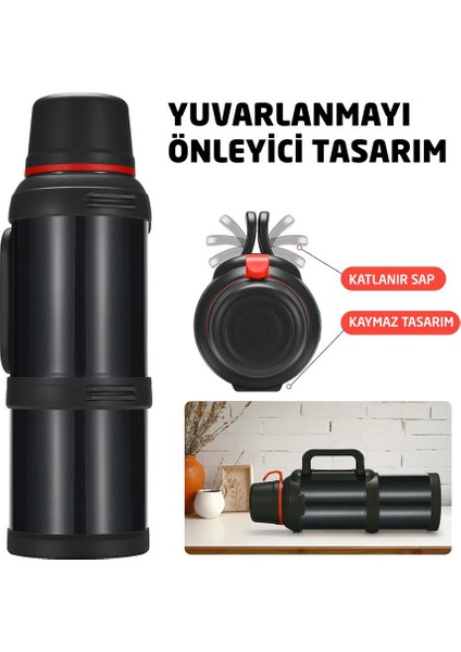 6271 Travel Pot Çelik Termos 4 Litre - Siyah