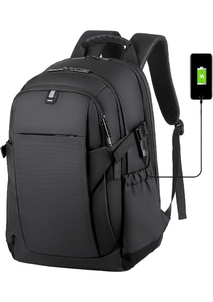 Çok Fonksiyonlu Büyük Kapasiteli Sırt Çantası, USB Şarj Bağlantı Noktalı Su Geçirmez Dizüstü Bilgisayar Sırt Çantası (Yurt Dışından)