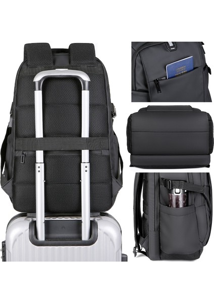 Çok Fonksiyonlu Büyük Kapasiteli Sırt Çantası, USB Şarj Bağlantı Noktalı Su Geçirmez Dizüstü Bilgisayar Sırt Çantası (Yurt Dışından) fırsatları