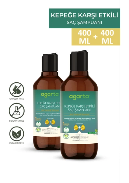 2 Adet Kepeğe Karşı Etkili Şampuan 400 ml(Vegan,Tuzsuz)