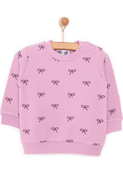 Basic Kız Az Şardonlu Kurdele Baskılı Sweatshirt Kız Bebek