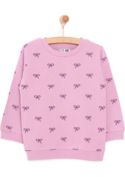 Basic Kız Az Şardonlu Kurdele Baskılı Sweatshirt Kız Bebek