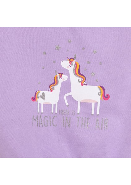 Basic Az Şardonlu Unicorn Desenli Sweatshirt Kız Bebek