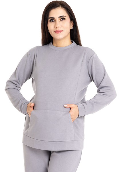 Baby Mom Emzirme Özellikli Hamile Sweatshirt Anne Giyim