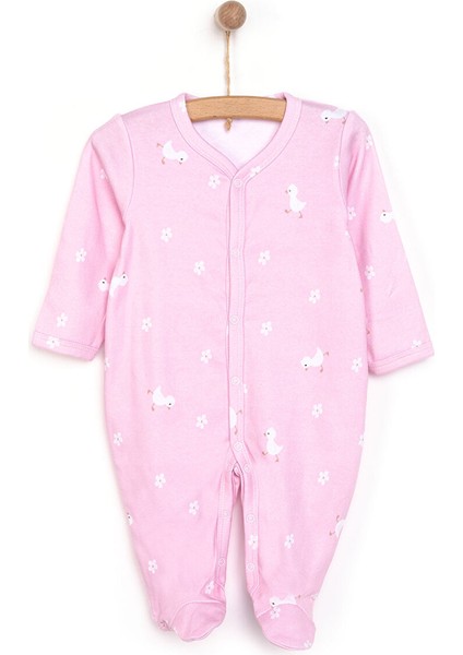 Yenidoğan Çiçek Baskılı Kız Tulum-Şapka Kız Bebek