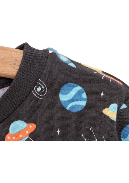 Basic Az Şardonlu Aslan Desenli Sweatshirt Erkek Bebek