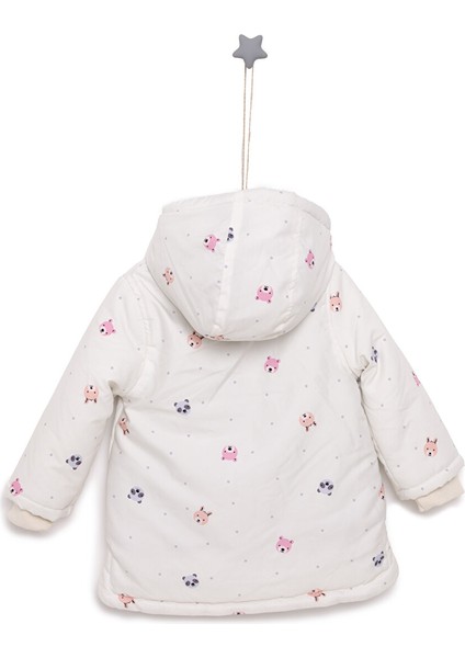 Basic Kız Metraj Baskılı Kapüşonlu Mont Kız Bebek