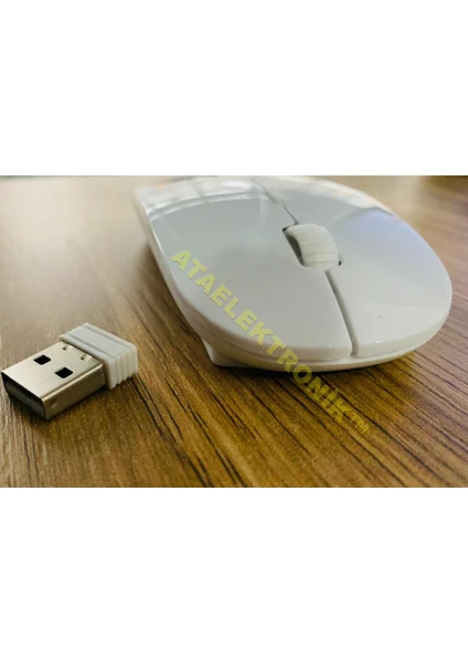 Ata Elektronik Beyaz Renk Slim Sessiz KABLOSUZ WİRELESS MOUSE MAUS 2.4G