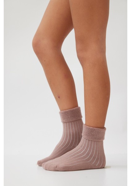 Kız Çocuk Havlu Çorap Kahve Melanj