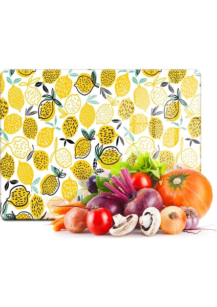 Limon Desen Görünümlü Cam Kesim Tablası 20 x 30 cm