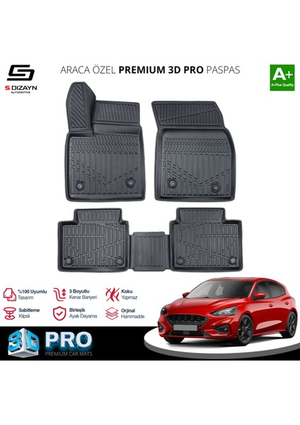 Ford Focus 4 3D Pro Havuzlu Paspas 2019 Üzeri A+ Kalite