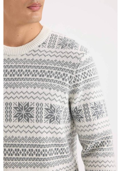 Standart Fit Yılbaşı Temalı Bisiklet Yaka Triko Kazak D6839AX24WN indirimleri