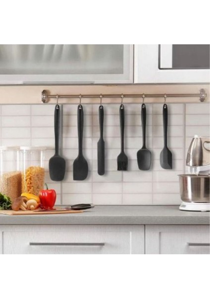 Yapışmaz, ısıya dayanıklı, 6'lı silikon spatula seti, siyah renk fiyatları