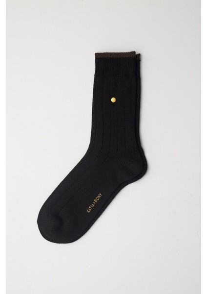 Erkek Zımbalı Ekose Soket Çorap Siyah-Kahverengi