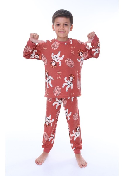 Sevimli Astronot Bobi Kiremit Çocuk Pijama Takımı