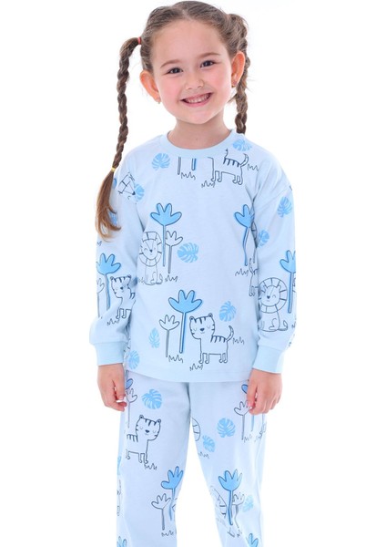 Lion Tiger Mavi Desenli Erkek Çocuk Pijama Takımı fiyatları