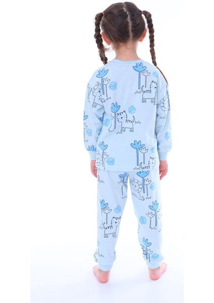 Lion Tiger Mavi Desenli Erkek Çocuk Pijama Takımı fırsatları