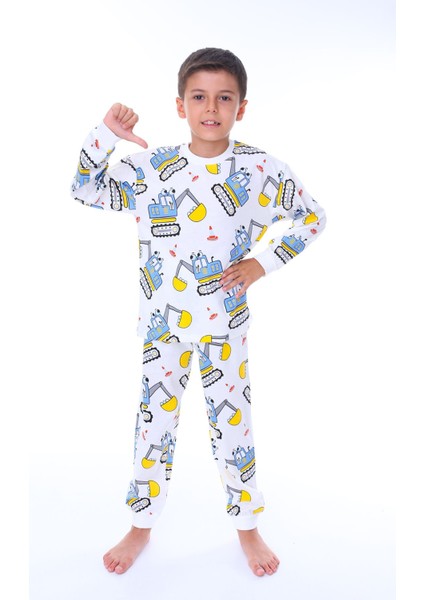 Digger Pontoon Mavi Erkek Çocuk Pijama Takımı