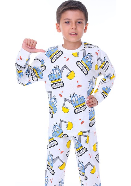 Digger Pontoon Mavi Erkek Çocuk Pijama Takımı