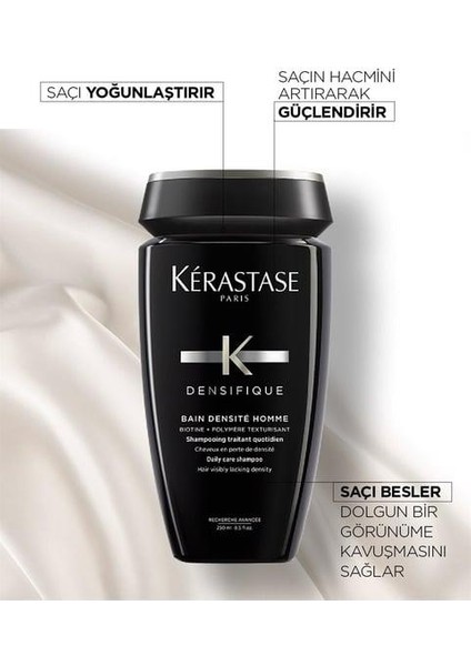 Bain Densifique Homme Erkekler İçin Yoğunluk Kazandıran Şampuan x 2