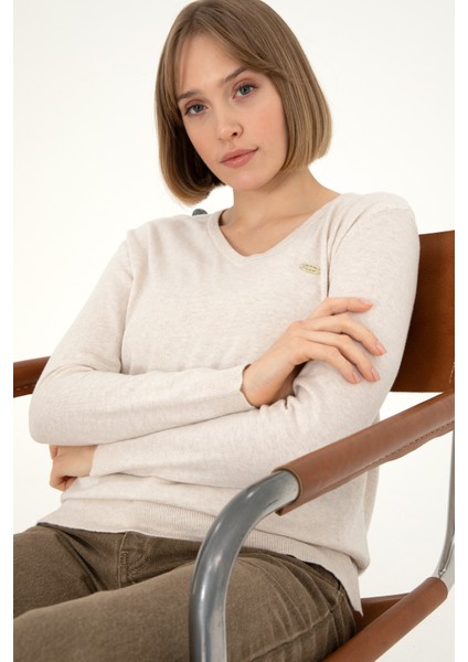 Kadın Krem Melanj Kazak /Triko 50288973-VR159 modelleri