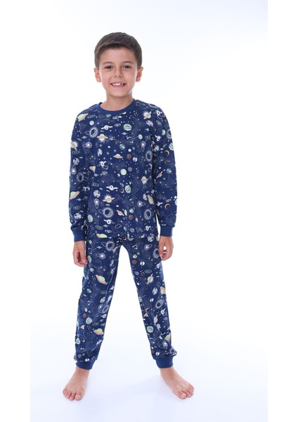Uzay Temalı (Gezegenler-Uzay Aracı) Unisex Çocuk Pijama Takımı