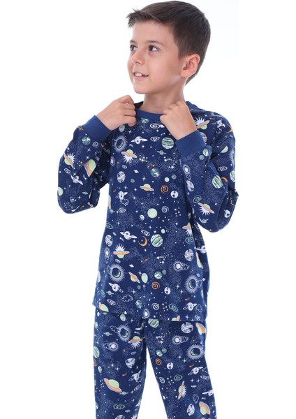 Uzay Temalı (Gezegenler-Uzay Aracı) Unisex Çocuk Pijama Takımı fiyatları
