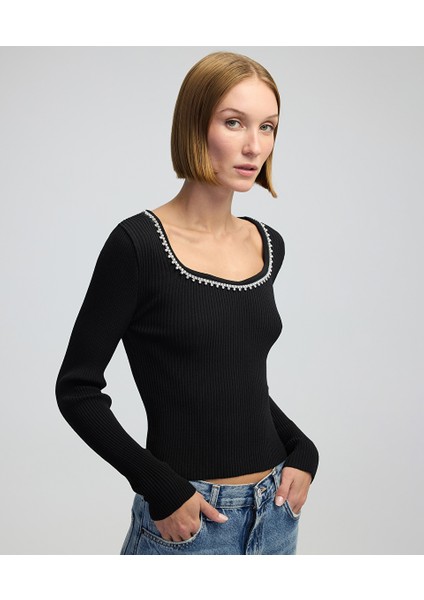 Kristal taş şeritli triko IW6240050359001