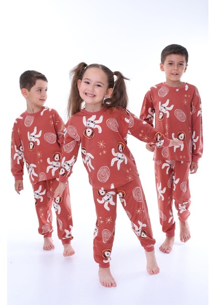 Sevimli Astronot Bobi Kiremit Çocuk Pijama Takımı