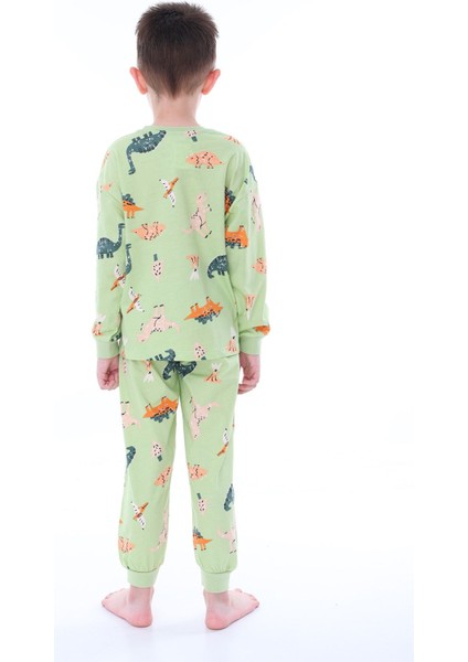 Dino Desenli Yeşil Erkek Pijama Takımı