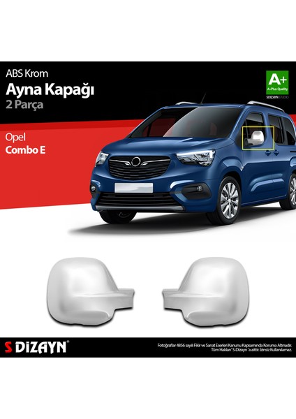 Opel Combo E Abs Krom Ayna Kapağı 2 Prç 2019-2023