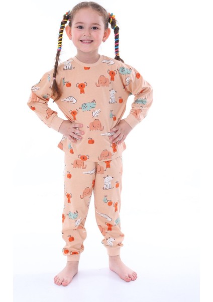 Sevimli Hayvanlar (Koala-Fil-Timsah) Unisex Yavruağzı Pijama Takımı