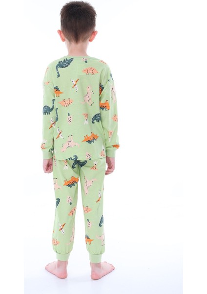 Dino Desenli Yeşil Erkek Pijama Takımı indirimleri